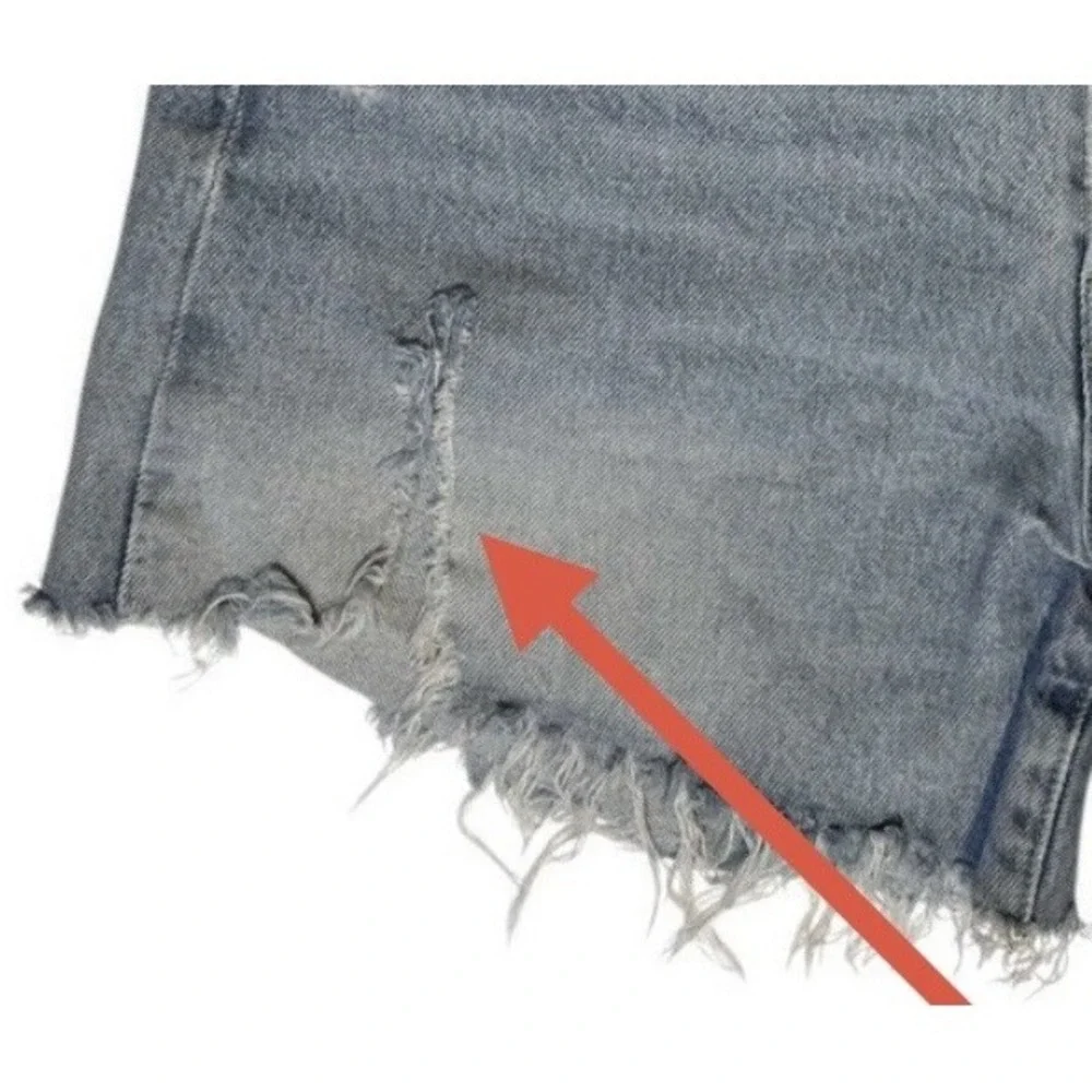 AGOLDE Parker Blue Denim Shorts sz 27 Buttonfly Cut-off Distressed 100% Cotton